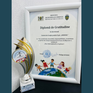Diplomă de Gratitudine decernată Centrului de creație a copiilor ,,Ghiocel”